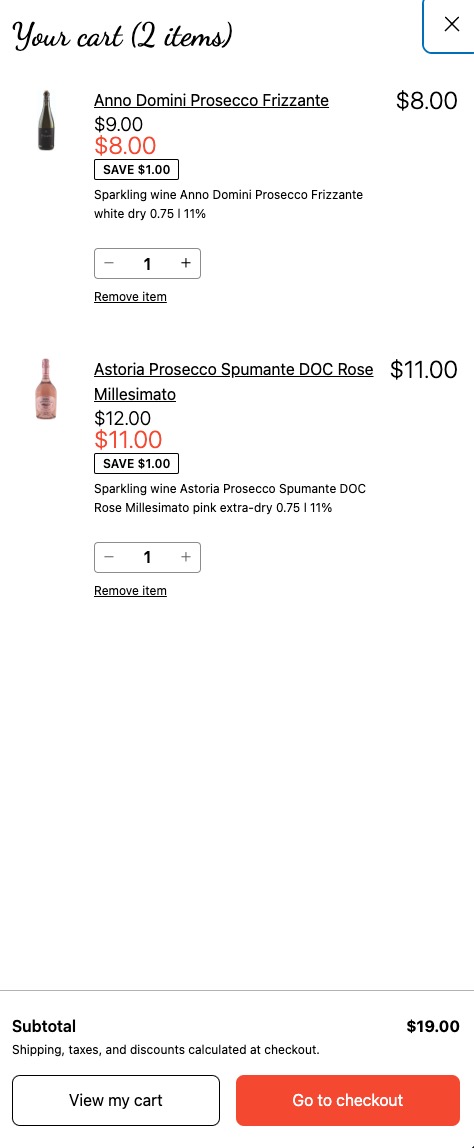 GoodWine cart WordPress pattern