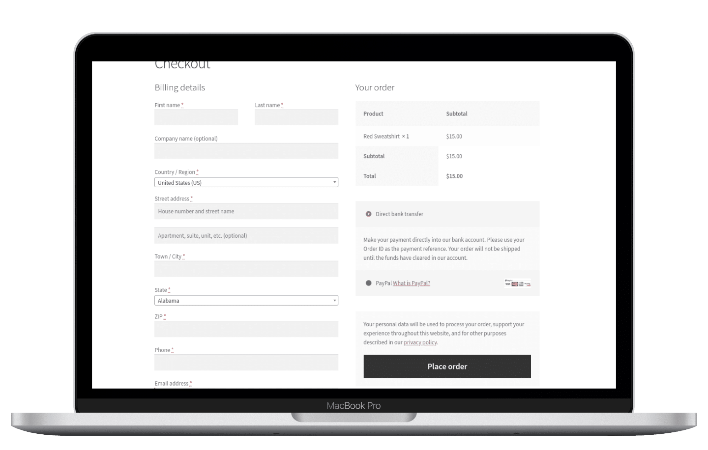 checkout process woocommerce