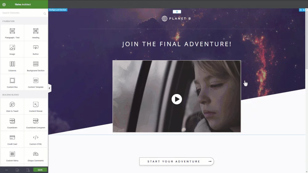 Thrive WordPress Visual Editor